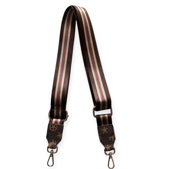 Bag Strap Green Red Tan Brown Striped Adjustable Equestrian Western Details - Picture 2 of 4